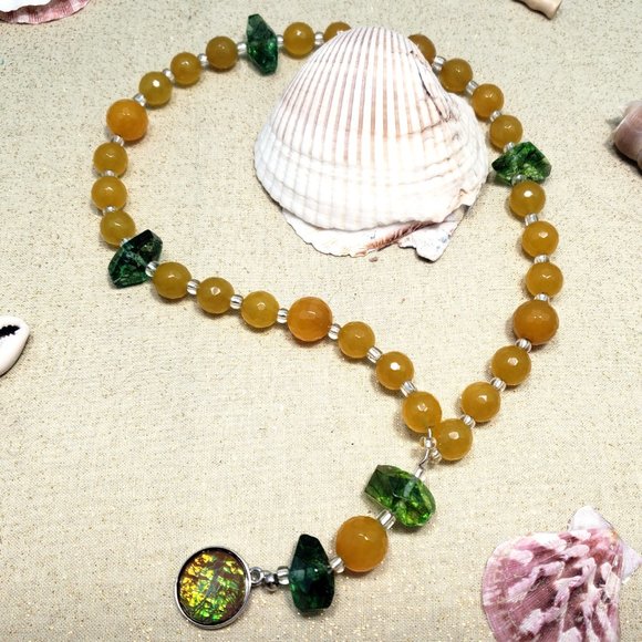 handmade Accessories - 34 bead (31) Prayer Mala Religious Yellow Jade